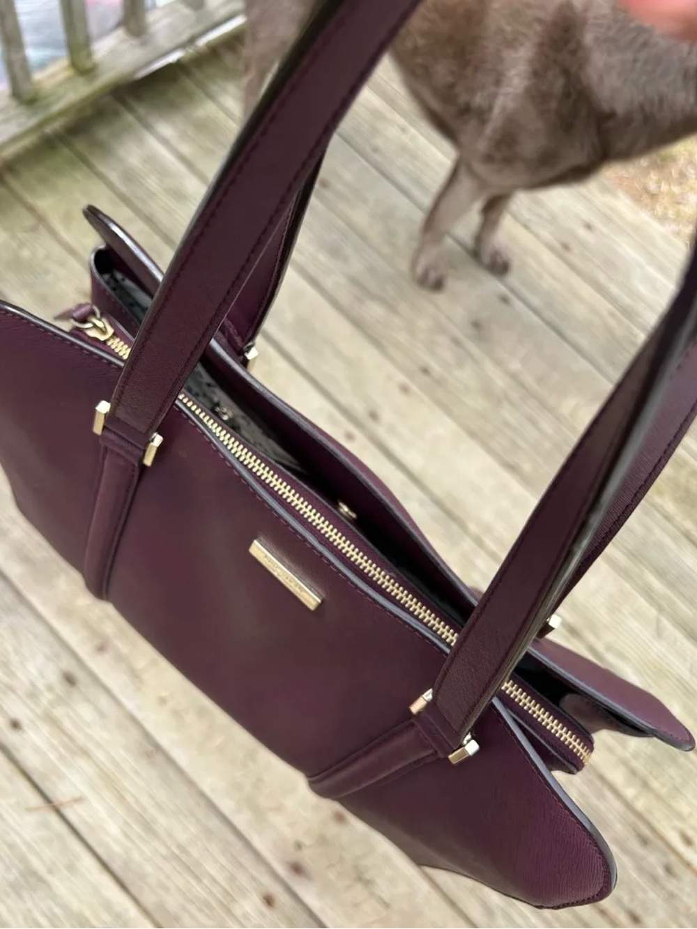 Kate Spade Plum Saffiano Leather Satchel with Gold Hardware - Picture 5 of 11